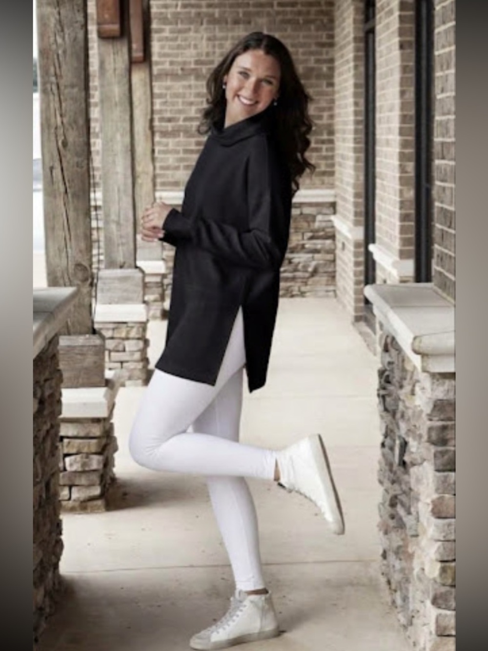 SPANX AirEssentials Turtleneck Tunic Top In Timeless Black — Size Small.